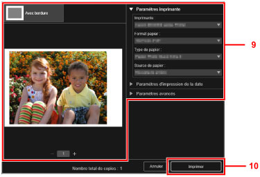 Figure : Boîte de dialogue Paramètres d'impression